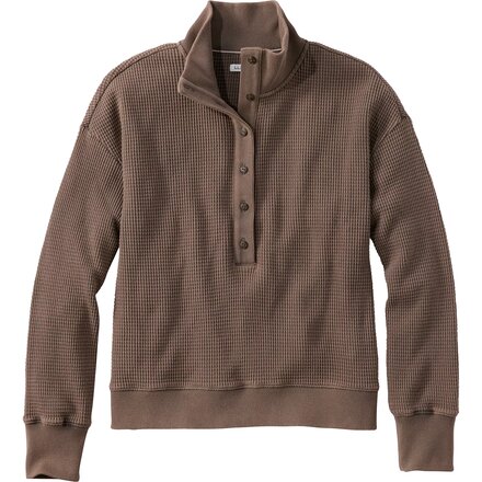 Sunwashed Waffle Mockneck Henley - Women's