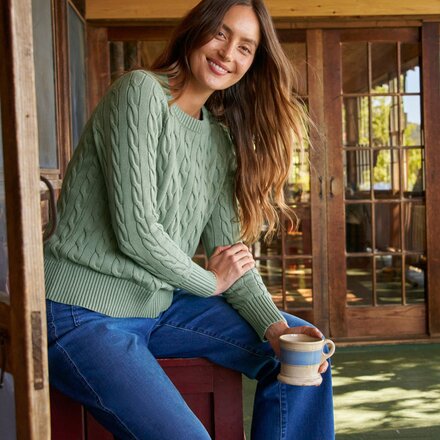 L.L.Bean - The Original Double L Cable Crewneck Reg Sweater - Women's