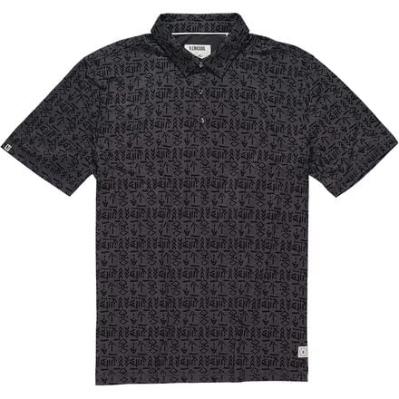 Linksoul - Delray Print Polo Shirt - Men's - Black Heather Zuma