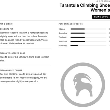 La Sportiva - Tarantula Climbing Shoe - Women's