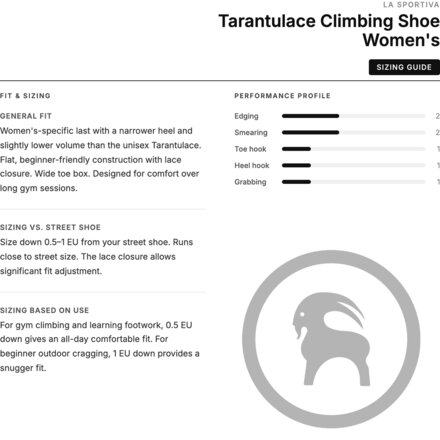 La Sportiva - Tarantulace Climbing Shoe - Women's