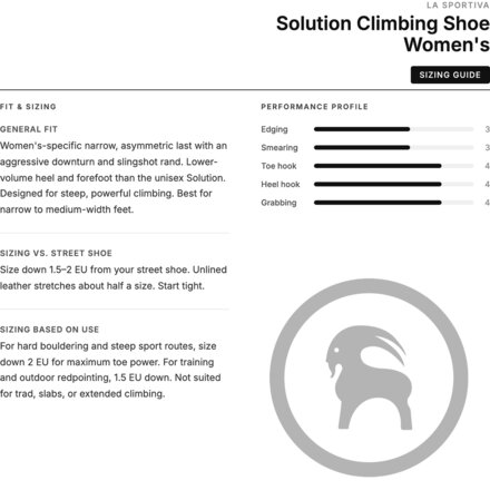 La Sportiva - Solution Climbing Shoe - Women's