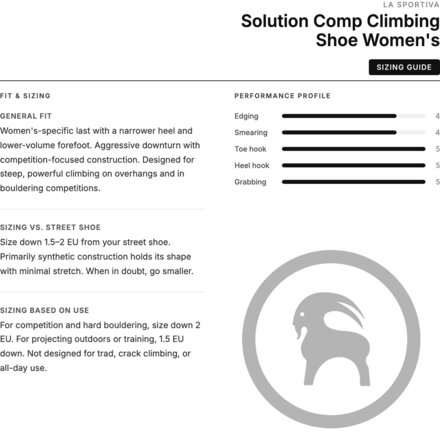 La Sportiva - Solution Comp Climbing Shoe - Women's