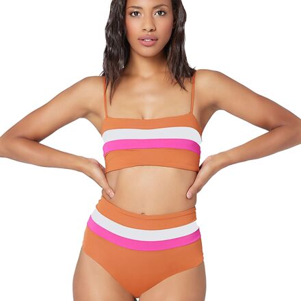 L Space - Rebel Stripe Bikini Top - Women's - Amber/Bougainvillea/Cream