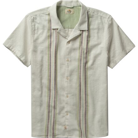 Marine Layer - ML x LF Selvage Placed Vertical Resort Stripe Shirt - Men's - Aqua/Peach Multi Stripe