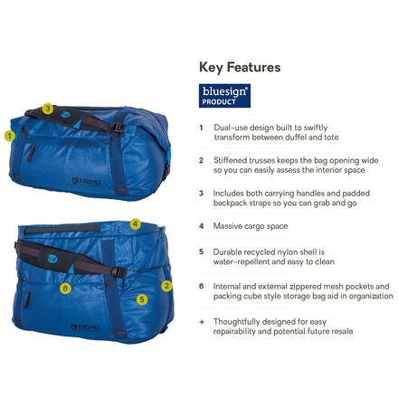 NEMO Equipment Inc. - Double Haul Convertible 55L Duffel Bag