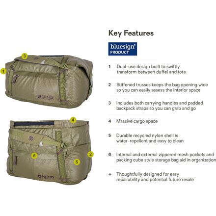 NEMO Equipment Inc. - Double Haul Convertible Duffel 70L Bag