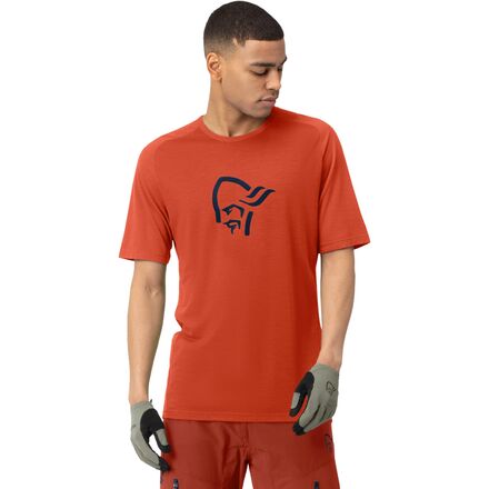 Norrona - Fjora Wool T-Shirt - Men's - Rooibos Tea/Indigo Night