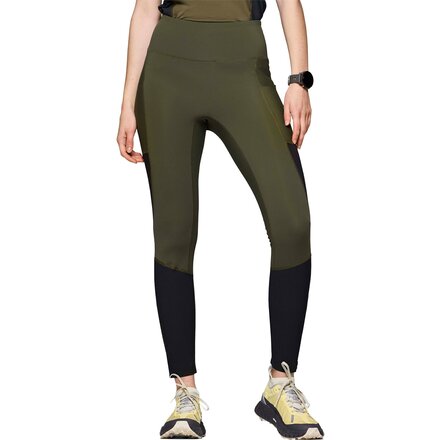 Norrona - Senja Equaliser Stretch Tights - Women's - Olive Night/Caviar