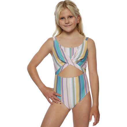 O'Neill - Baja Stripe Twist Front One-Piece Swimsuit - Girls' - Multi Colored
