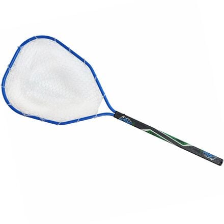 O'Pros - Midwest Midlength 18in Handle Fly Net - Fish Camo Handle/Blue Net Frame/Clear Rubber Bag