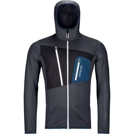 Ortovox - Merino Fleece Grid Hooded Jacket - Men's - Black Steel
