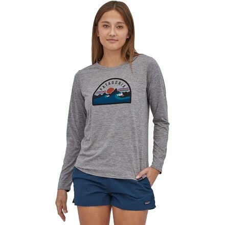 Patagonia - Capilene Cool Daily Graphic Long-Sleeve Shirt - Women's - Boardie Badge/Feather Grey