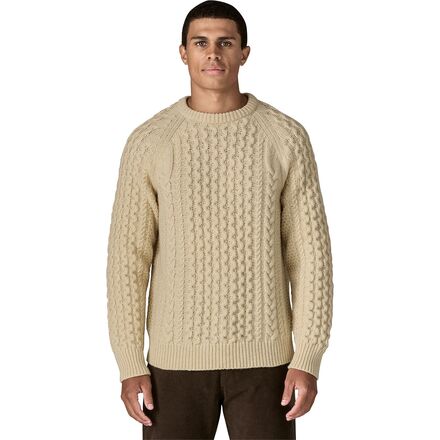 Recycled Wool-Blend Cable Knit Crewneck Sweater - Men's