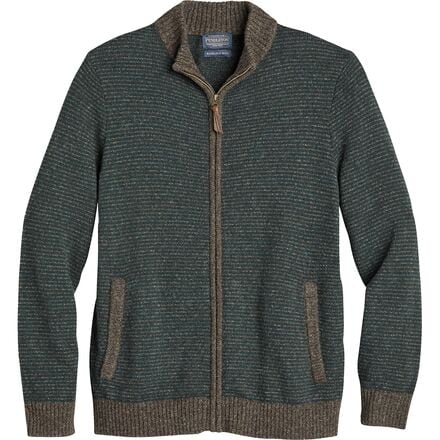 Pendleton - Shetland Full-Zip Sweater - Men's - Brown Mix/Deep Green