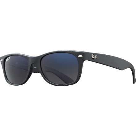 Ray-Ban - New Wayfarer Polarized Sunglasses - Matte Black/Crystal Grey Blue Mirror