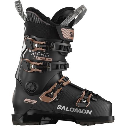 Salomon - S/Pro Alpha 90 Ski Boot - 2024 - Women's - Black/Rose Gold/Metallic Silver