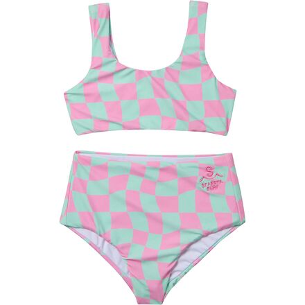 Wavy Check Two Piece Swimsuit - Girls'
