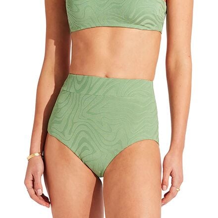 Seafolly - Secondwave High Waisted Bikini Bottom - Women's - Palm Green