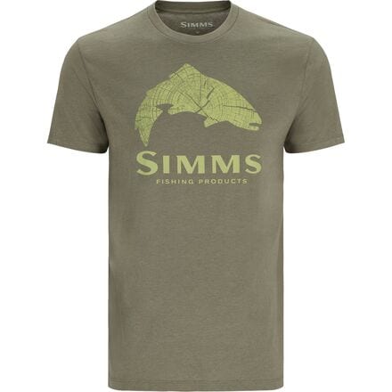 Simms - Wood Trout Fill T-Shirt - Men's - Military Heather/Neon