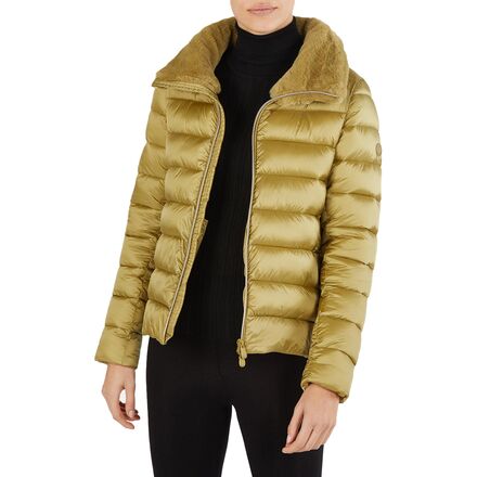 Save The Duck - Mei Short Puffer Jacket + Faux Fur Collar - Women's - Willow Green
