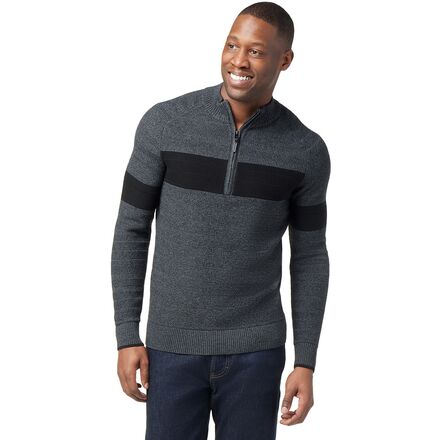 Smartwool - Ripple Ridge Stripe 1/2-Zip Sweater - Men's - Black/Medium Gray Heather