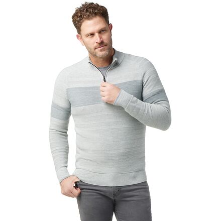 Smartwool - Ripple Ridge Stripe 1/2-Zip Sweater - Men's - Light Gray Heather/Natural