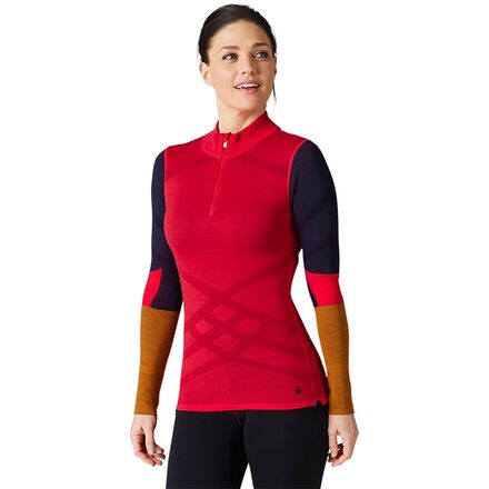 Smartwool - Intraknit Merino 200 Colorblock 1/4-Zip Top - Women's - Pomegranate