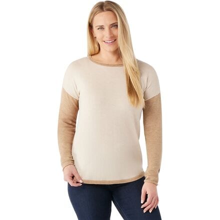 Smartwool - Shadow Pine Colorblock Sweater - Women's - Almond Heather