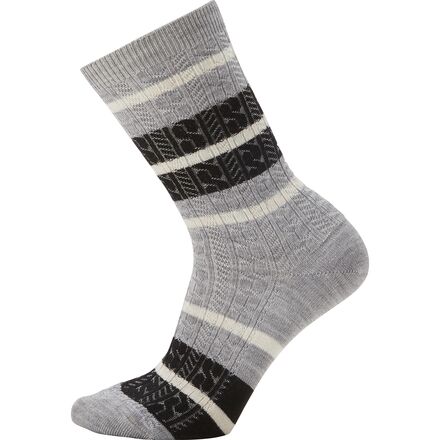 Smartwool - Everyday Striped Cable Crew Sock - Women's - Light Gray