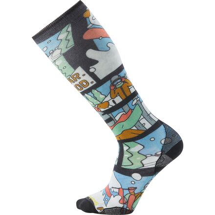 Ski Targeted Cushion Winter Adventure Print OTC Sock