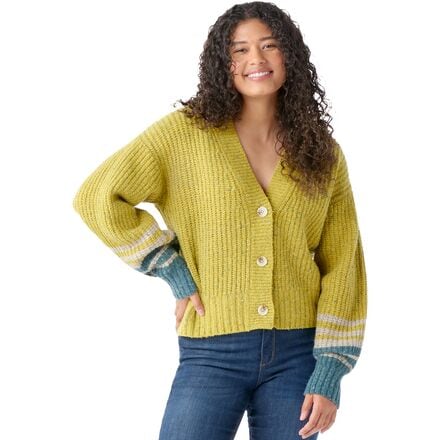 Smartwool - Cozy Lodge Cropped Cardigan Sweater - Women's - Citron Heather