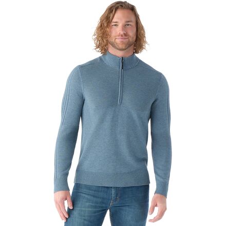 Smartwool - Texture Half Zip Sweater - Men's - Pewter Blue Heather