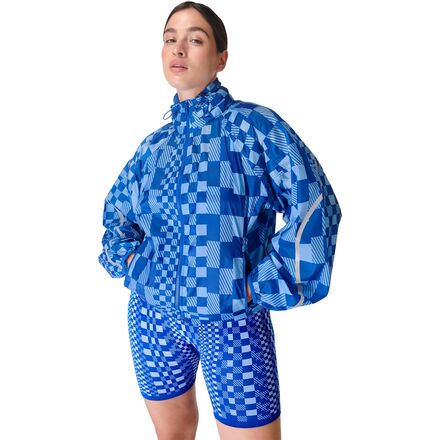 Sweaty Betty - Pack Away Jacket - Women's - Large Blue Textural Shift Print