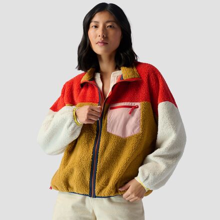 The Great Outdoors - The Plush Colorblock Terrain Full-Zip Jacket - Women's - Cardinal And Amber