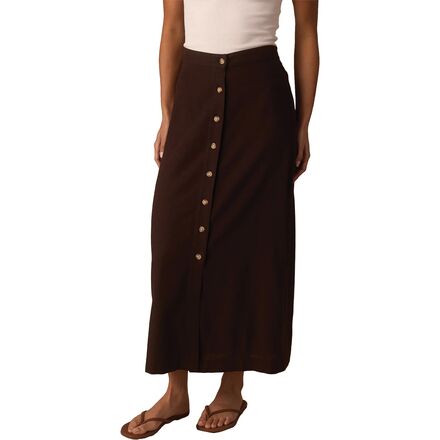 The Normal Brand - Leukos Linen-Blend Button Front Skirt - Women's - Umber