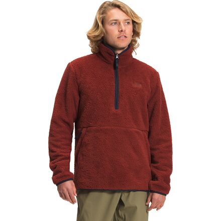 The North Face - Dunraven Sherpa 1/4-Zip Jacket - Men's - Brick House Red/Aviator Navy