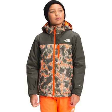 The North Face - Snowquest Plus Insulated Jacket - Boys' - Power Orange Marble Camo Print