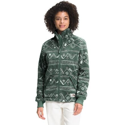 The North Face - Printed Campshire Full-Zip Jacket - Women's - Laurel Wreath Green Kilim Geo 3 Clr Small Print