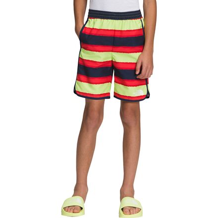 The North Face - Printed Amphibious Class V Water Short - Boys' - Sharp Green Watercolor Rugby Print