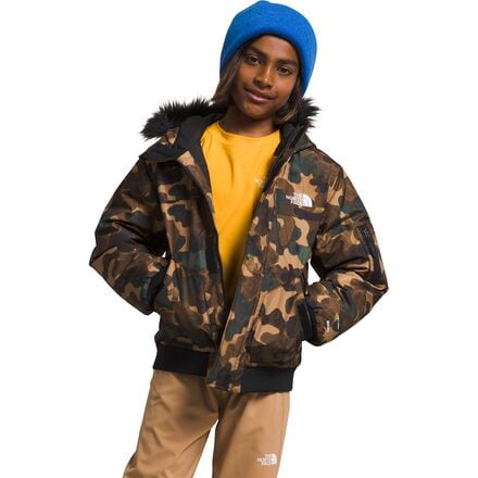The North Face - Gotham Down Hooded Jacket - Boys' - Utility Brown Camo Texture Small Print