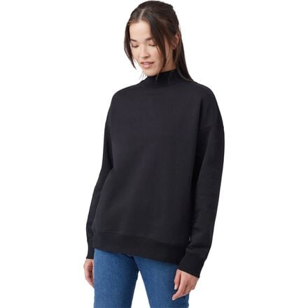 Tentree - Oversized Mockneck Fleece Sweater - Women's - Meteorite Black