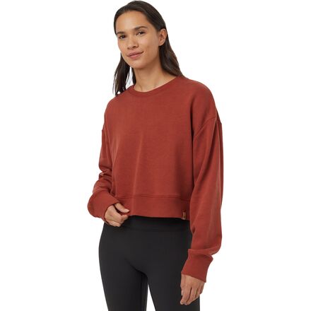 Tentree - TreeFleece Oversized Cropped Crew Sweatshirt - Women's - Burnt Henna