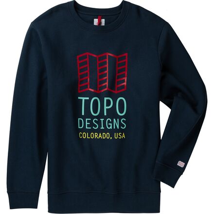Topo Designs - Graphic Crew Sweatshirt - Navy/Large Logo