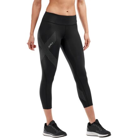 2XU - Mid Rise Compression 7/8 Tight - Women's - Black/Dotted Reflective Logo