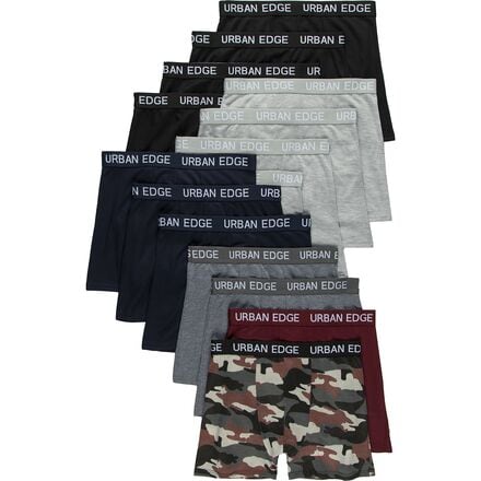 Urban Edge - Hero Underwear - 15-Pack - Men's - Black/Navy/Charcoal/Heather Grey/Burgundy/Stripe