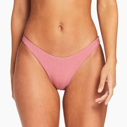 Vitamin A - California High-Leg Cheeky Cut Bikini Bottom - Women's - Pink Sands Shimmer Rib