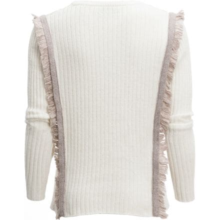 White + Warren - Tapestry Fringe Cable Crewneck Sweater - Women's