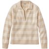 L.L.Bean - SuperSoft Waffle Stripe Polo - Women's - Cream/Classic Navy