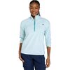 L.L.Bean - Everyday SunSmart 1/4-Zip Color Block Woven Shirt - Women's - Gulf Teal Stripe